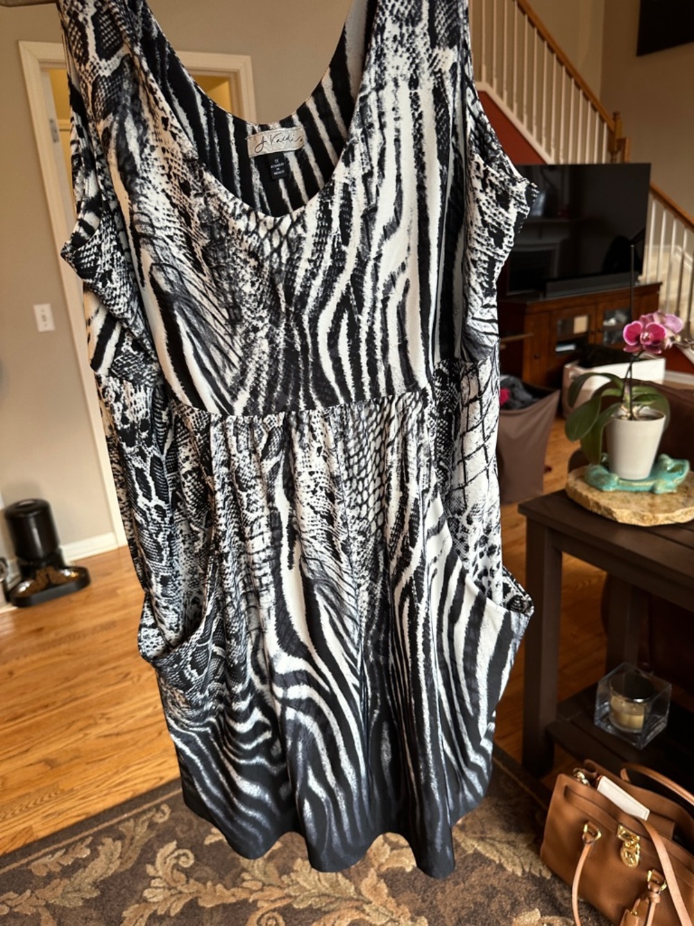 J Valdi Black & White Swim Cover Animal Print
